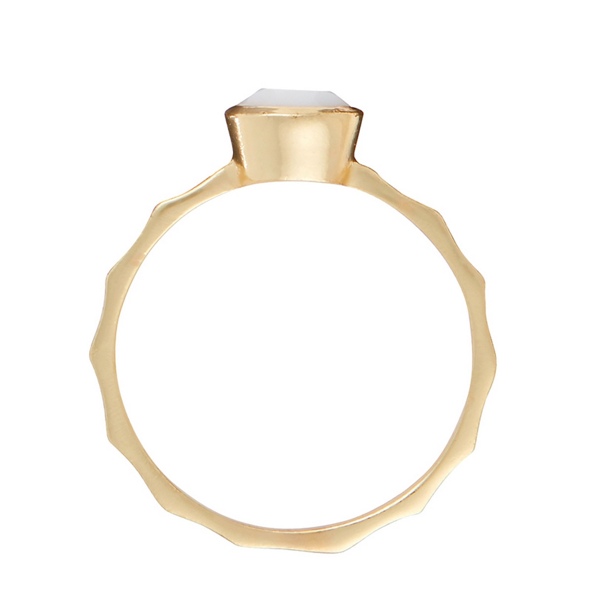 Duo de bagues doré ornées d'agate et labradorite Bague "Equitante" Agate blanche Labradorite Laiton doré