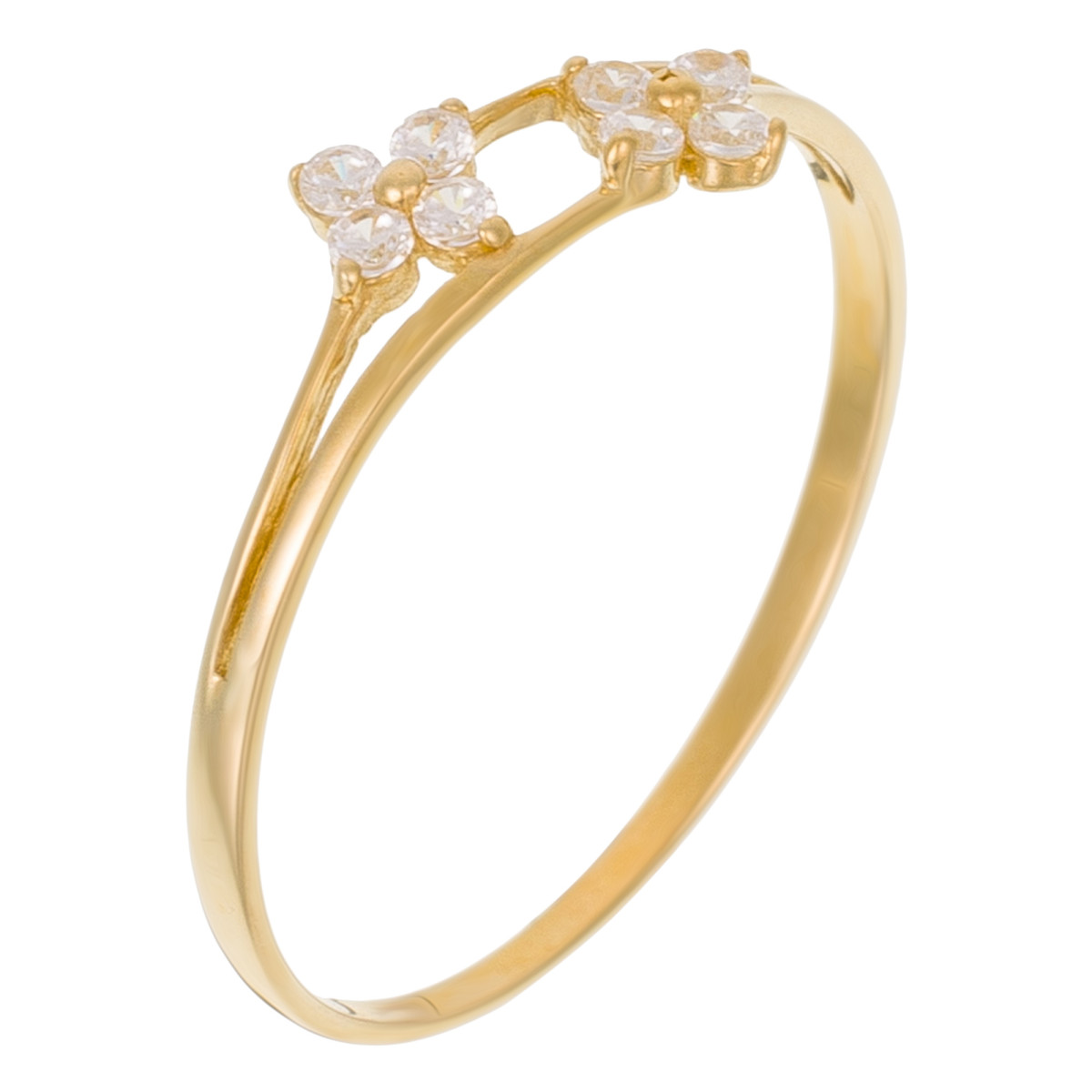 Bague Or Jaune 375/1000 et Zirconium Bague "Rosée" Or jaune