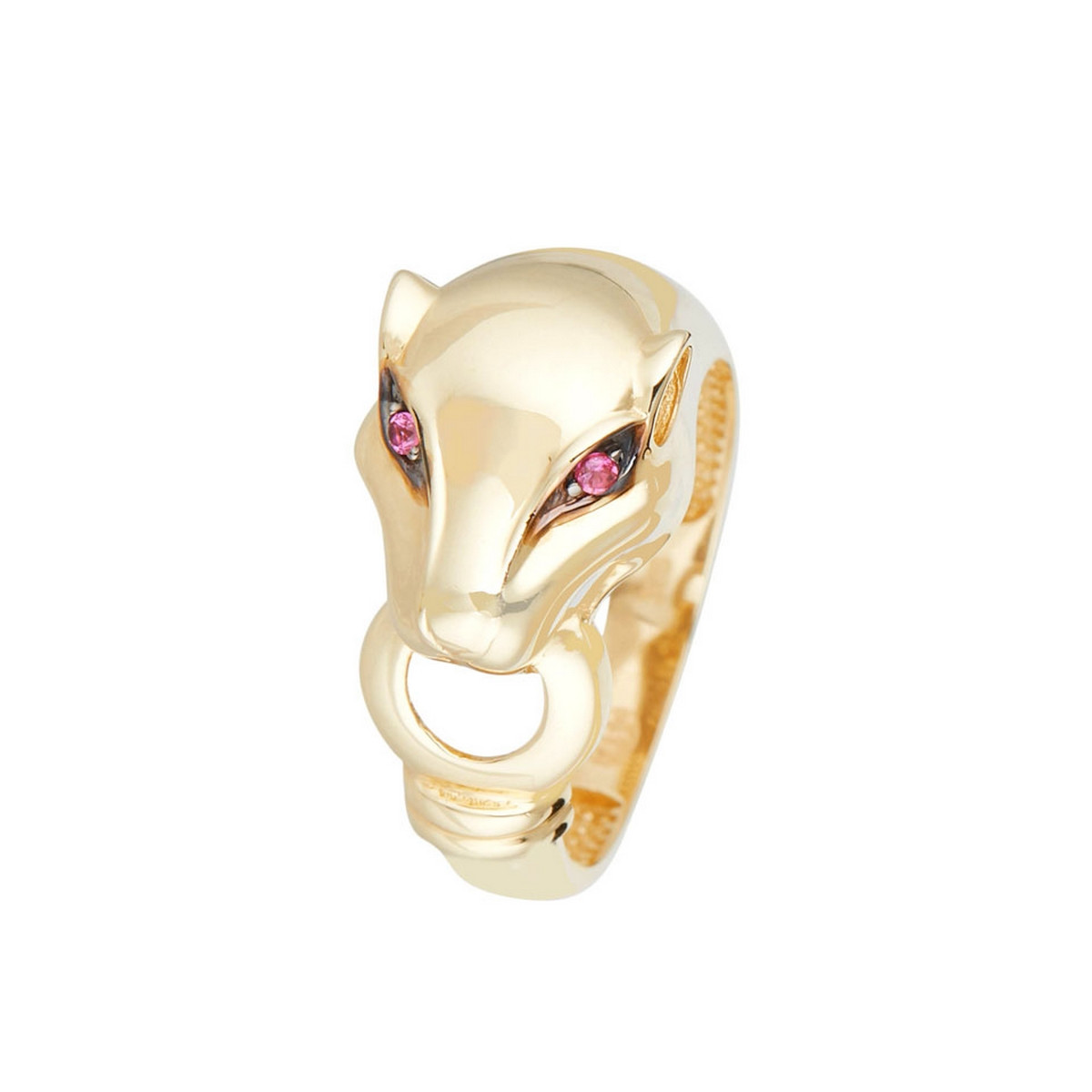 bague panthère or jaune avec pierres de zirconium rouges Bague "Émergence" Or jaune