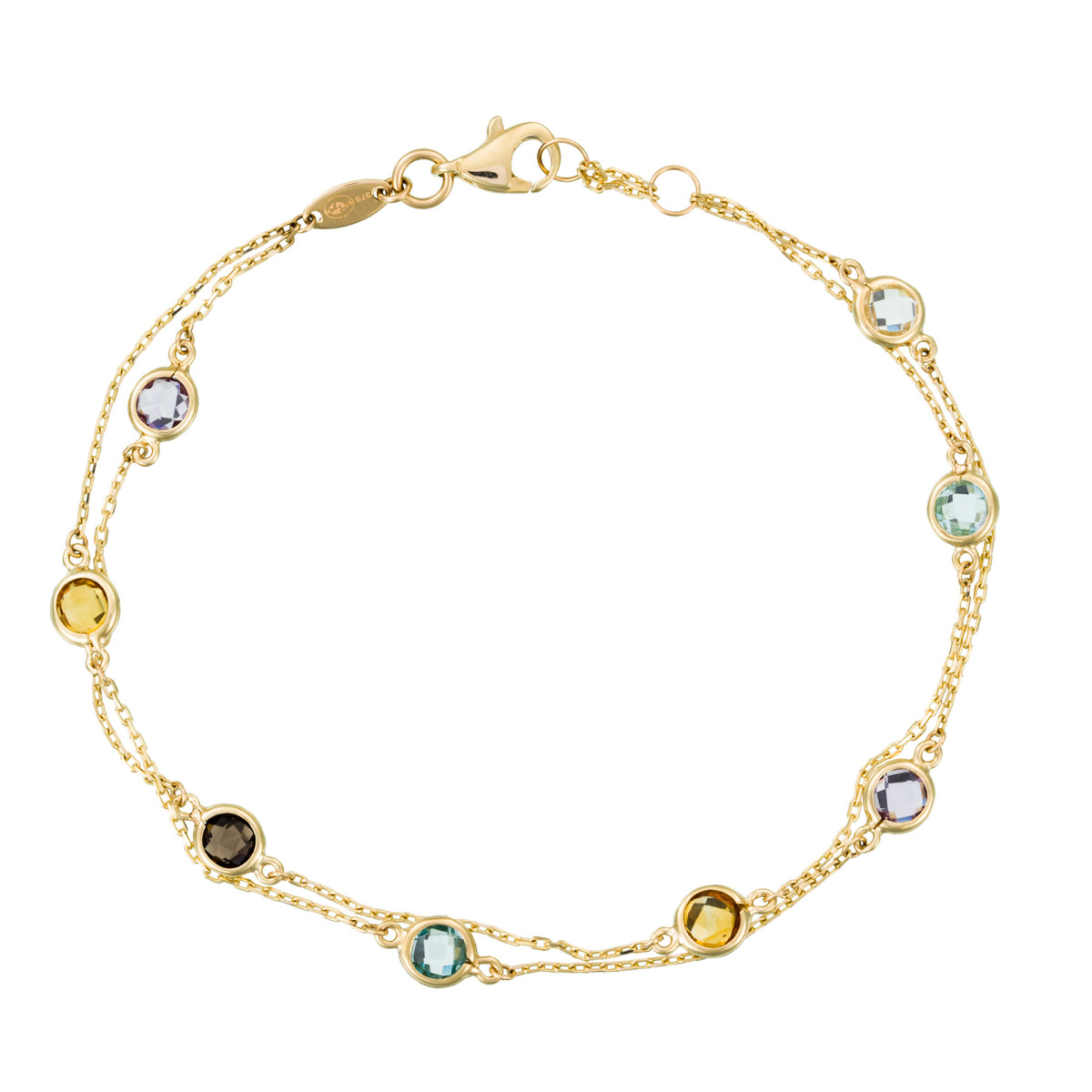 Bracelet Or Jaune et Pierres Fines Multicolores Femme 