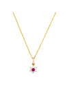 Pendentif Fleur Pierre Zirconium Rouge