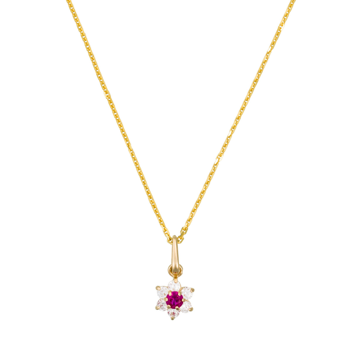 Pendentif Fleur Pierre Zirconium Pendentif Or Jaune 375/1000 et Zirconium