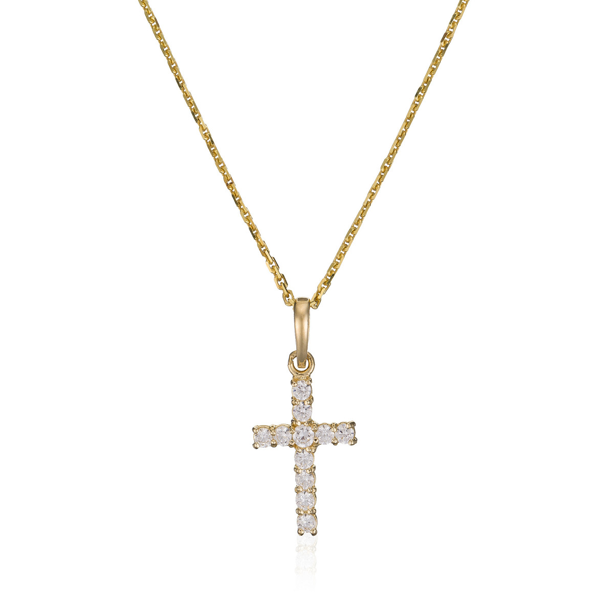 Pendentif Croix Or Jaune 375/1000 et Zirconium