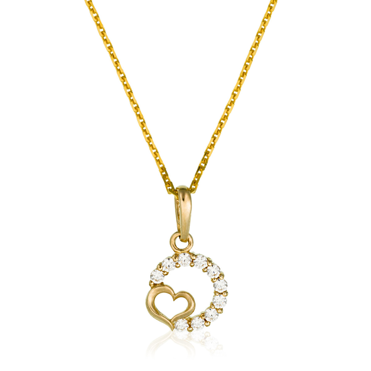 Pendentif Cœur Or Jaune Mariage 375/1000 et Zirconium Pendentif "Sensuel" Or jaune