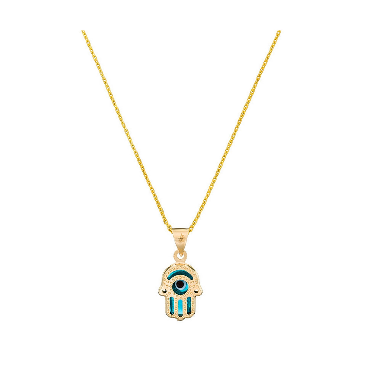 Pendentif Or Jaune 375/1000 et Zirconium Pendentif Main de Fatma Or jaune