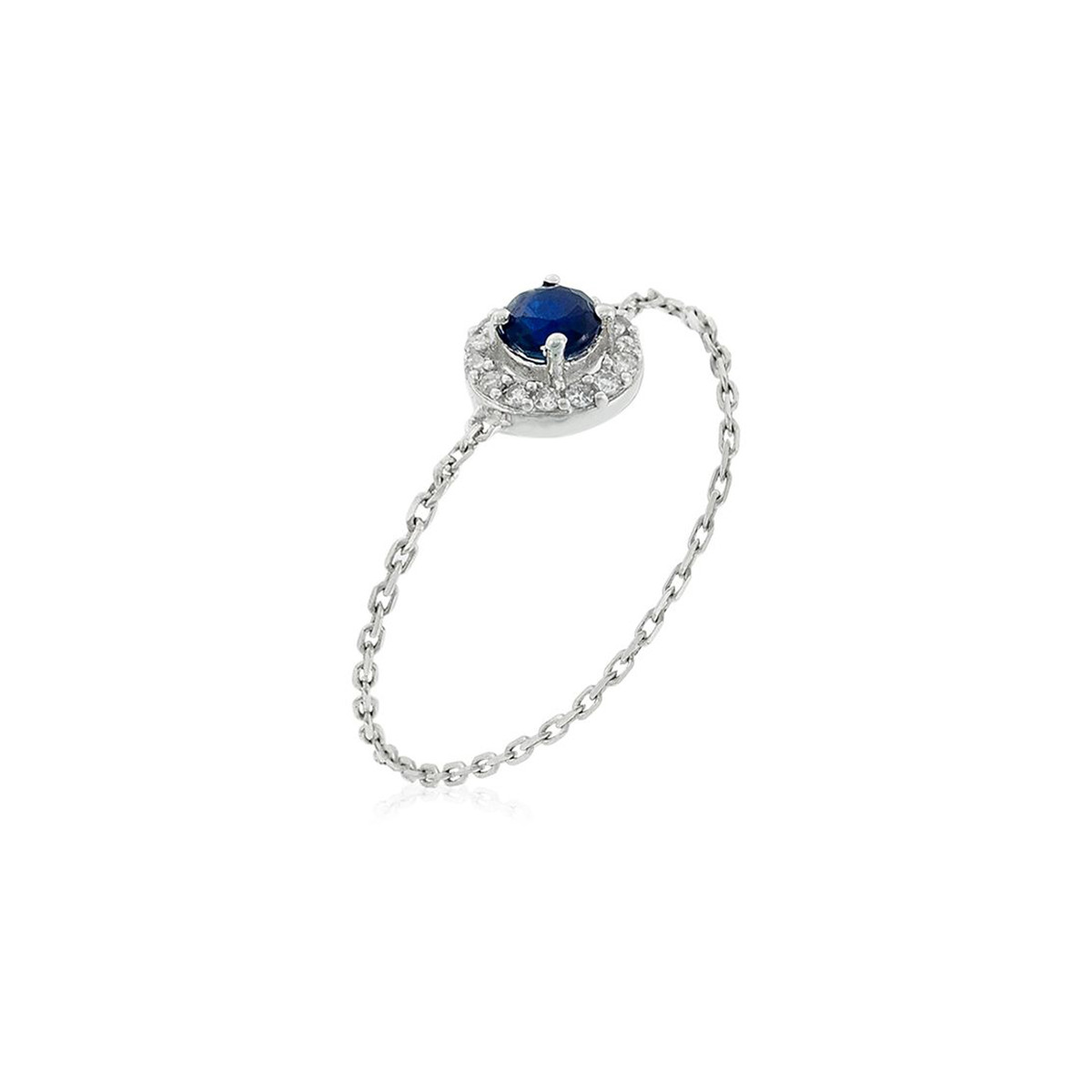 Bague Or Blanc Diamant et Saphir Bague chaîne "Saphir" Or blanc et Diamants