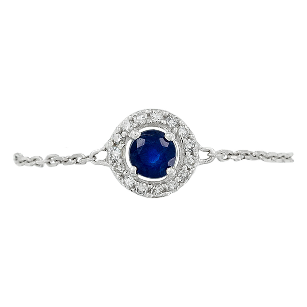 Bague Or Blanc Diamant et Saphir Bague chaîne "Saphir" Or blanc et Diamants