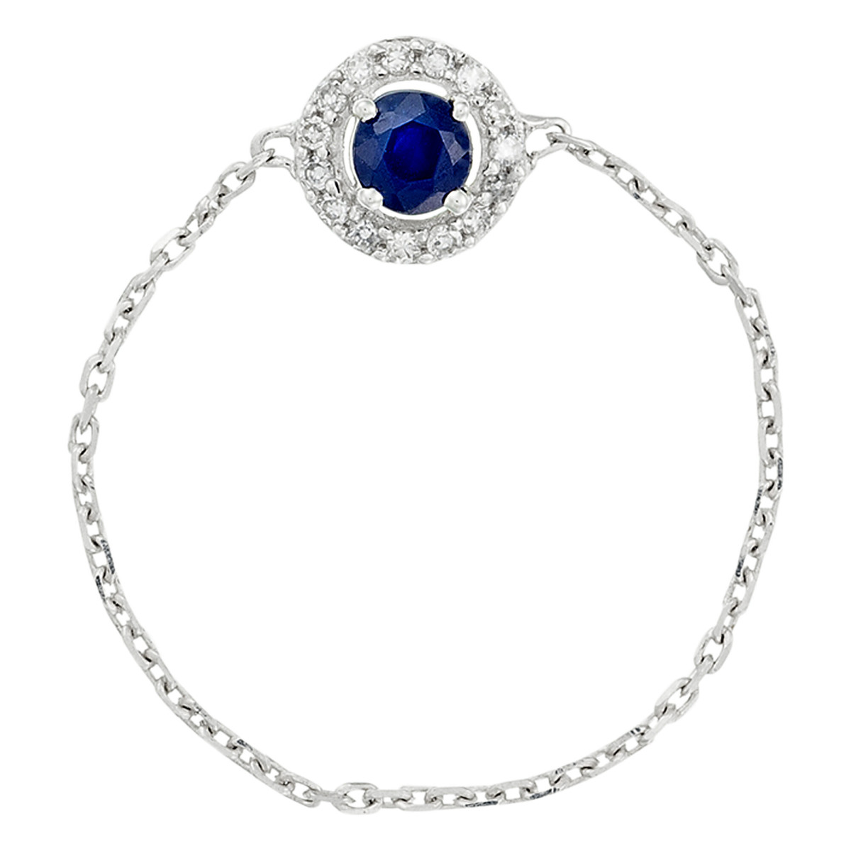 Bague Or Blanc Diamant et Saphir Bague chaîne "Saphir" Or blanc et Diamants