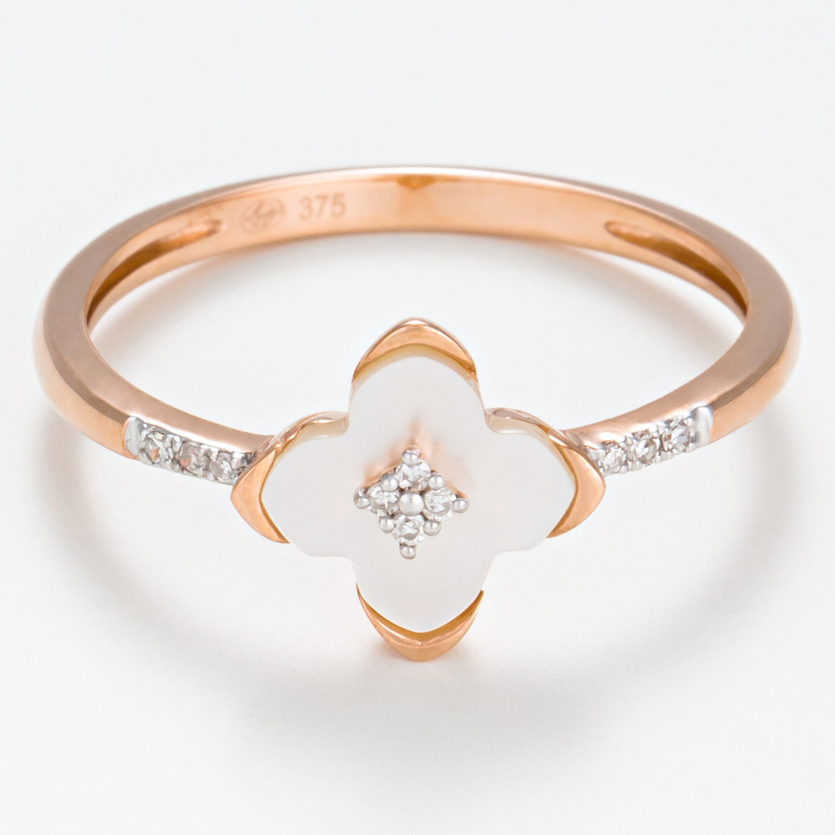 Bague Or Rose Diamant et Nacre Bague "Cardamine" Or rose et Diamants