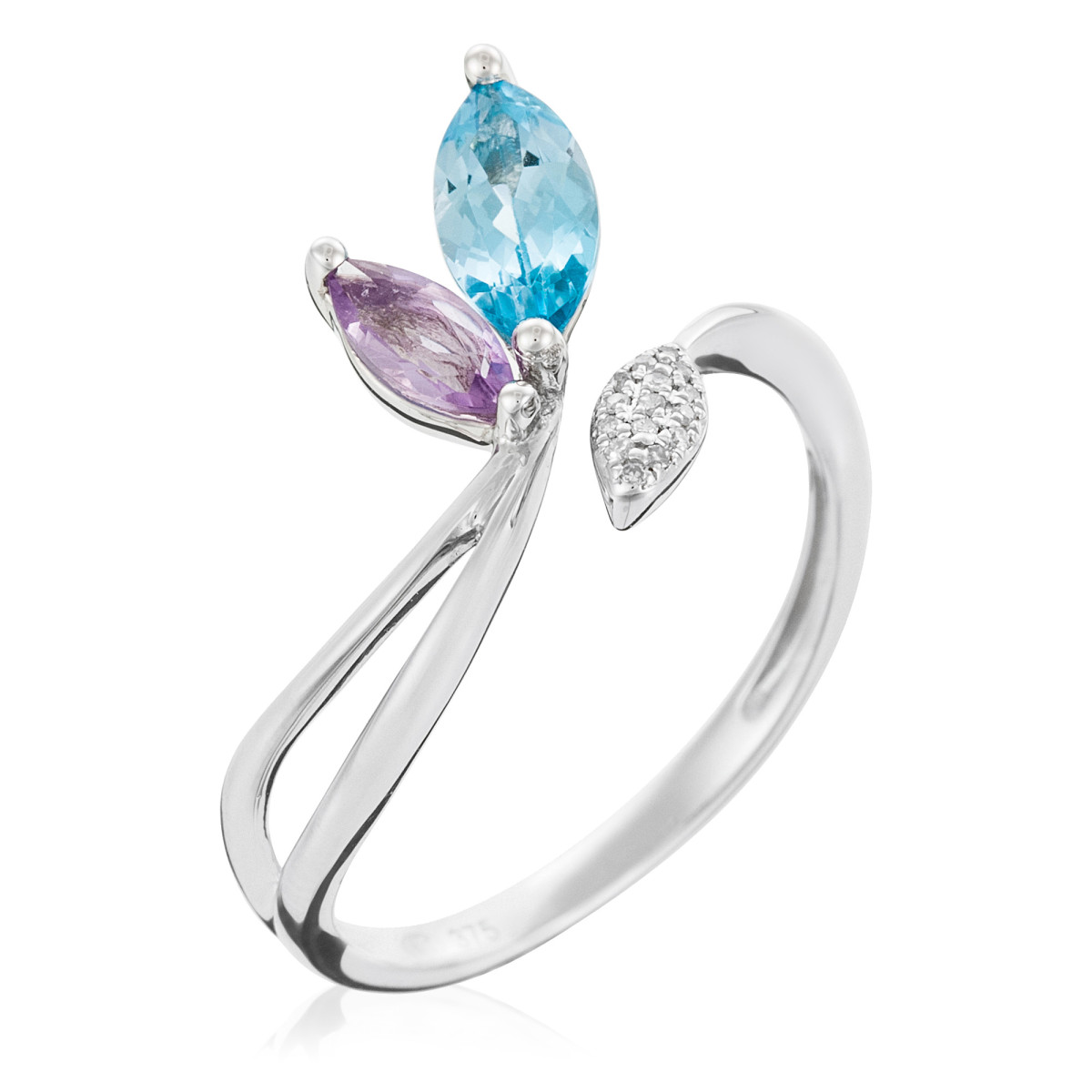 Bague Or Blanc Diamant et Pierre précieuses Bague "Pierre précieuses" Or Blanc Diamants