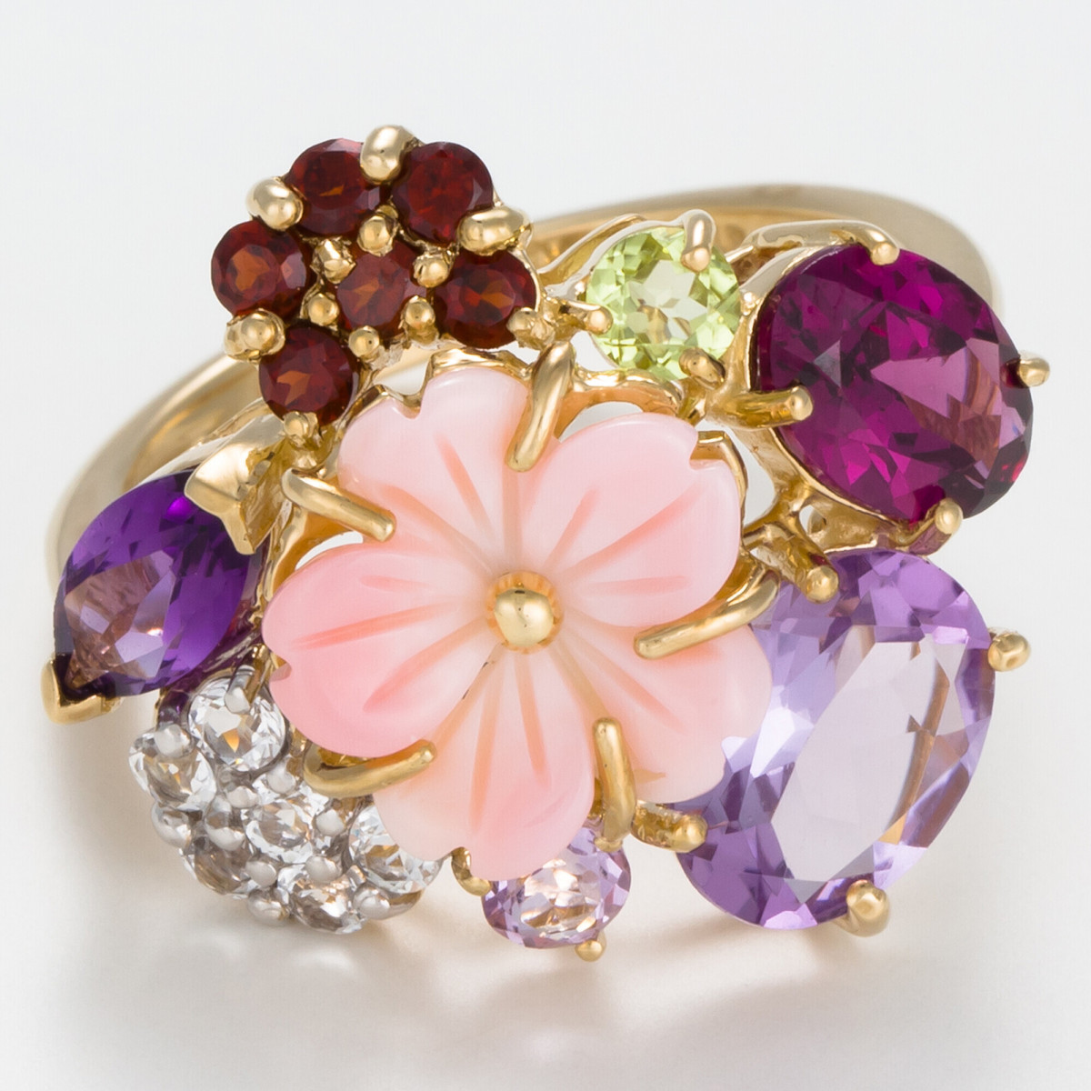 Bague Or Jaune et Pierres précieuses Bague "Cristalline" Or jaune et Multipierres