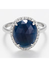 Bague Or Blanc Diamant et Saphir