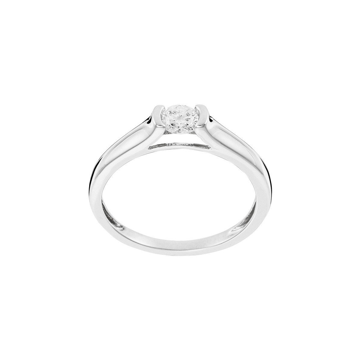 Bague "Solitaire Divin" Or blanc et Diamants