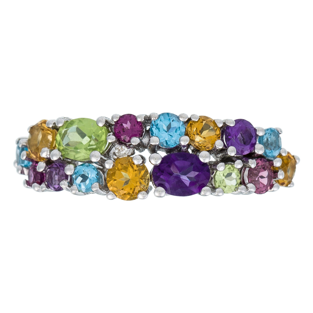Bague Or Blanc Diamant et Pierre précieuses Bague "Bubble rainbow" Or blanc et Diamants