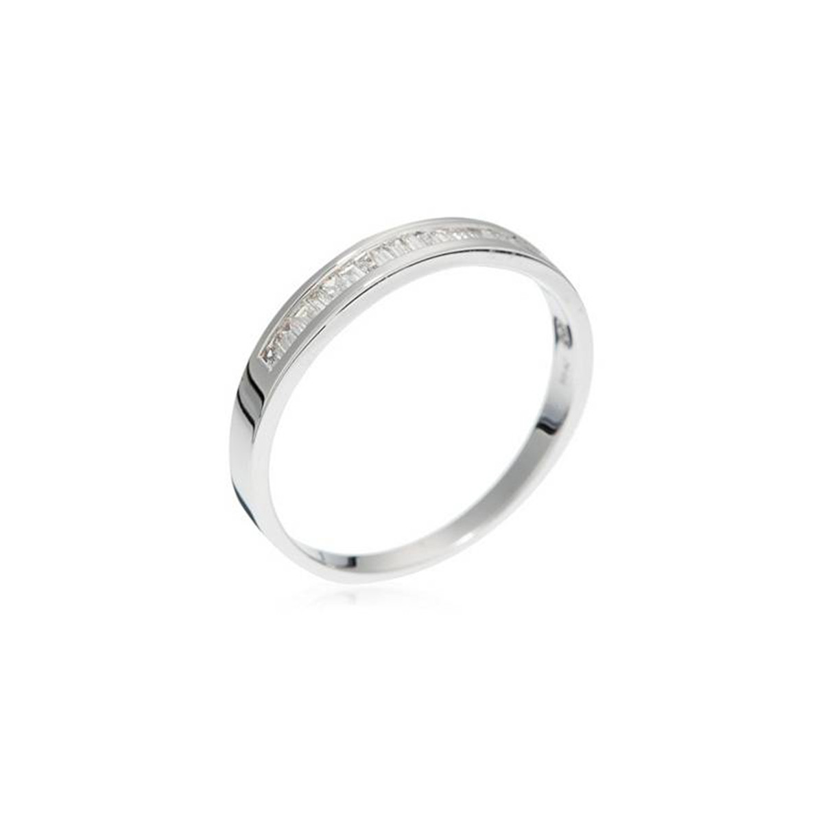 Bague Or Blanc et Diamant Bague Alliance "Baguette" Or blanc et Diamants