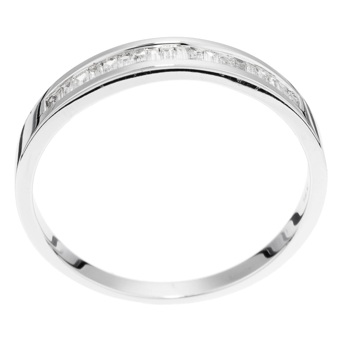 Bague Or Blanc et Diamant Bague Alliance "Baguette" Or blanc et Diamants