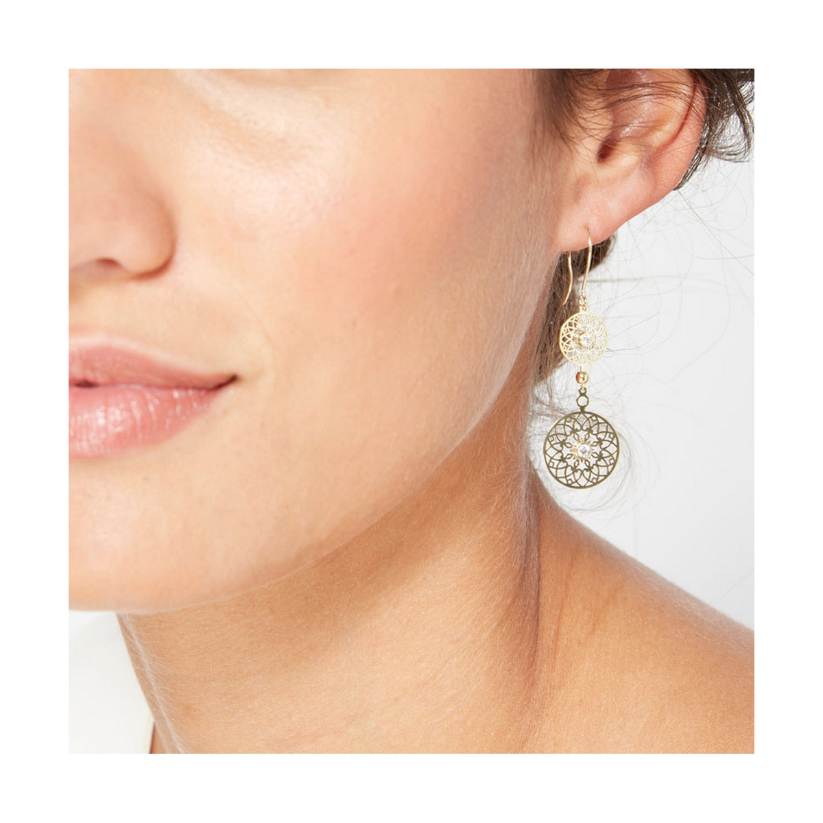 Boucles d'oreilles Or Jaune 375/1000 et zirconium Boucles d'oreilles "Sensible" Or jaune