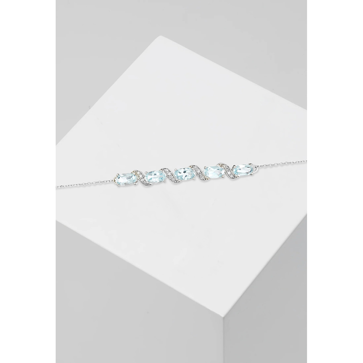 Bracelet Or Blanc Diamant et Topaze Bracelet "Lysiane" Or blanc et Topaze