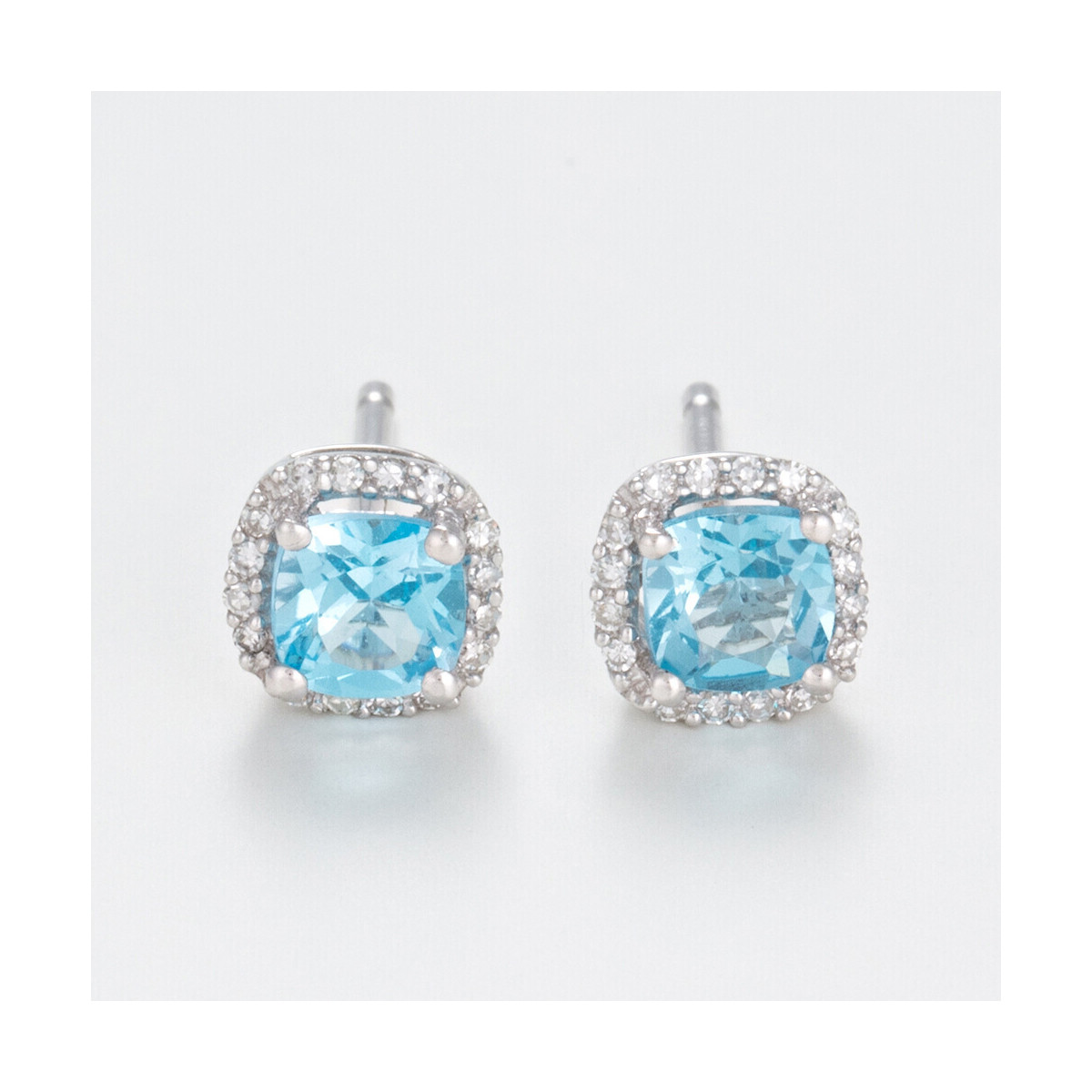 Boucles d'oreilles Or Blanc Diamant et Topaze Boucles d'oreilles "Frissonnante" Or jaune et Topaze