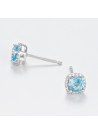 Boucles d'oreilles Or Blanc Diamant et Topaze