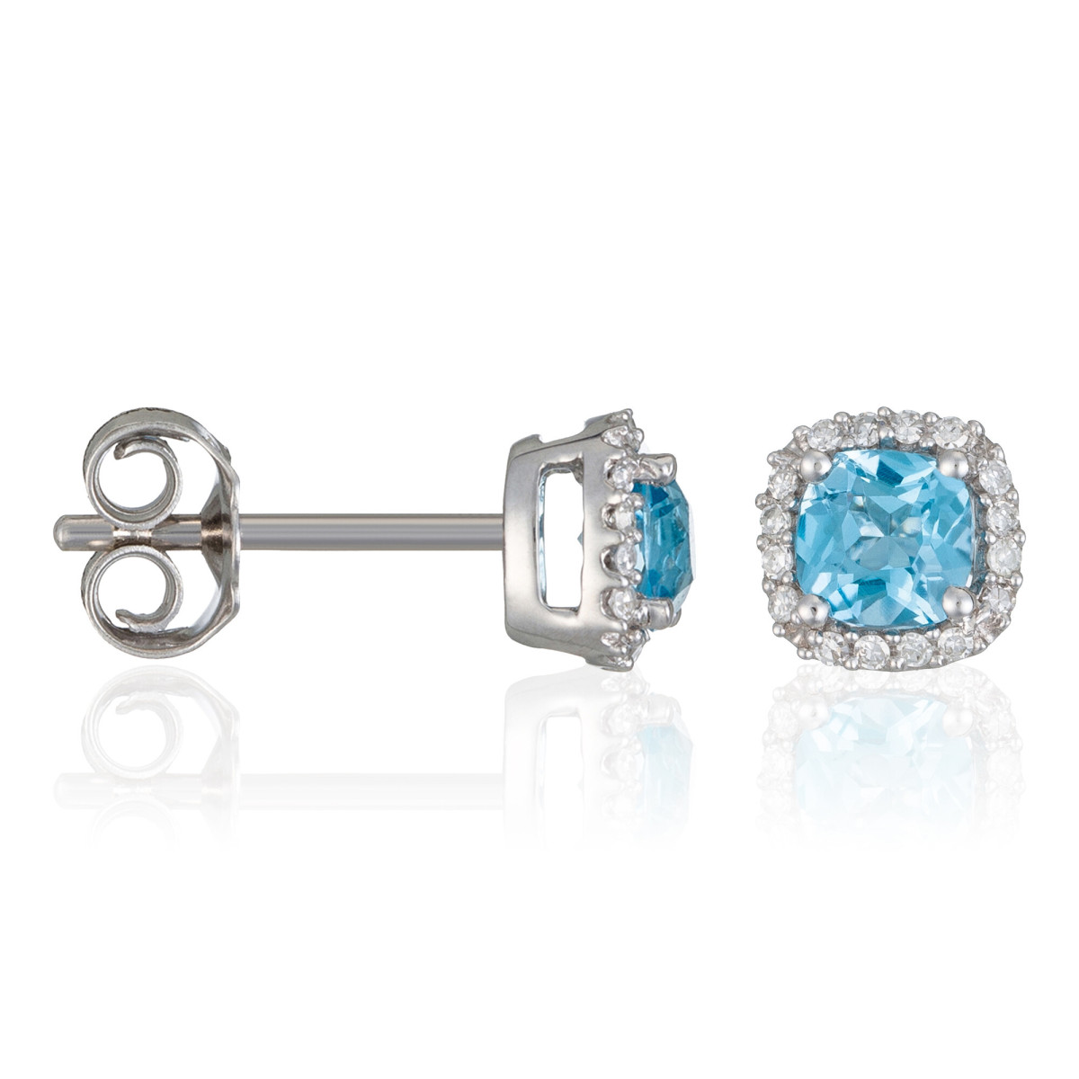 Boucles d'oreilles Or Blanc Diamant et Topaze Boucles d'oreilles "Frissonnante" Or jaune et Topaze