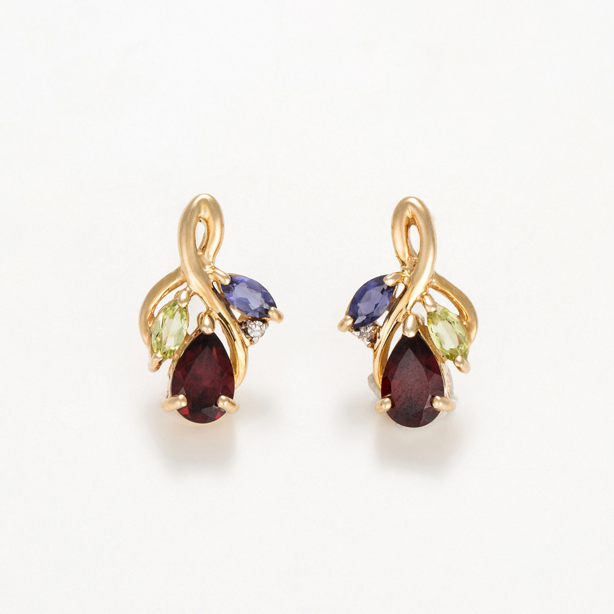 Boucles d'oreilles Or Jaune Diamant et Pierre précieuses Boucles d'oreilles Or Jaune Diamant et Pierre précieuses