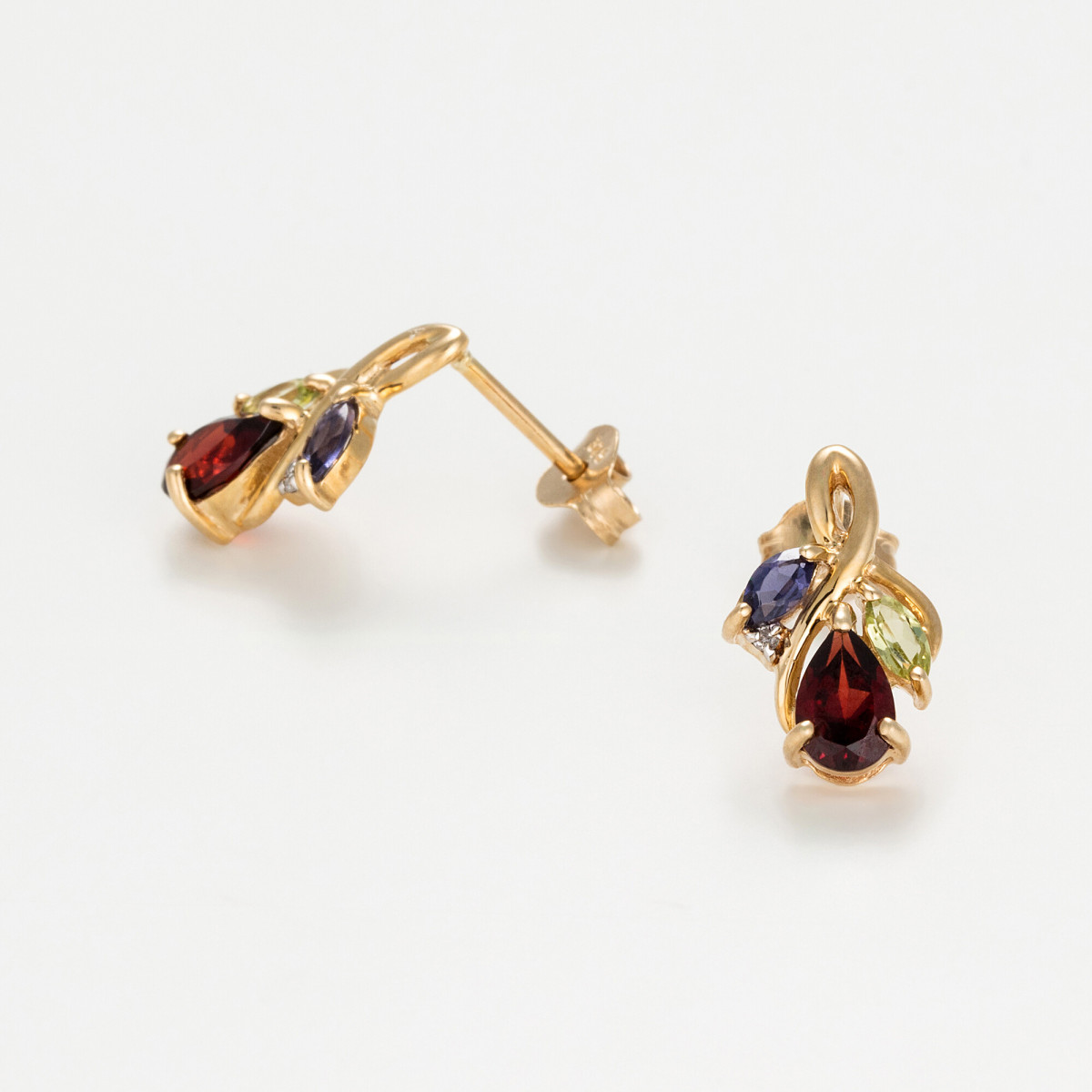 Boucles d'oreilles Or Jaune Diamant et Pierre précieuses