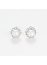 Boucles d'oreilles Or Blanc Diamant et Perle