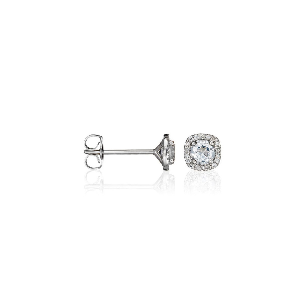 Boucles d'oreilles Or Blanc Diamant et Topaze Boucles d'oreilles "Louable" Or blanc et Topaze