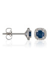 Boucles d'oreilles Or Blanc Diamant et Saphir