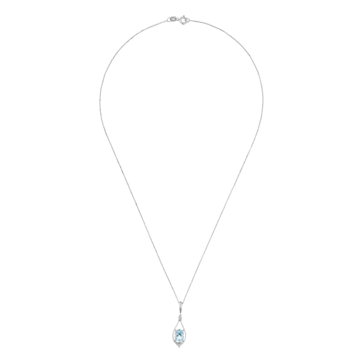 Pendentif Or Blanc Diamant et Topaze Pendentif Or Blanc Diamant et Topaze