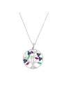 Pendentif Or Blanc Diamant et Pierre précieuses