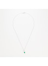 Pendentif Or Blanc Diamant et Emeraude