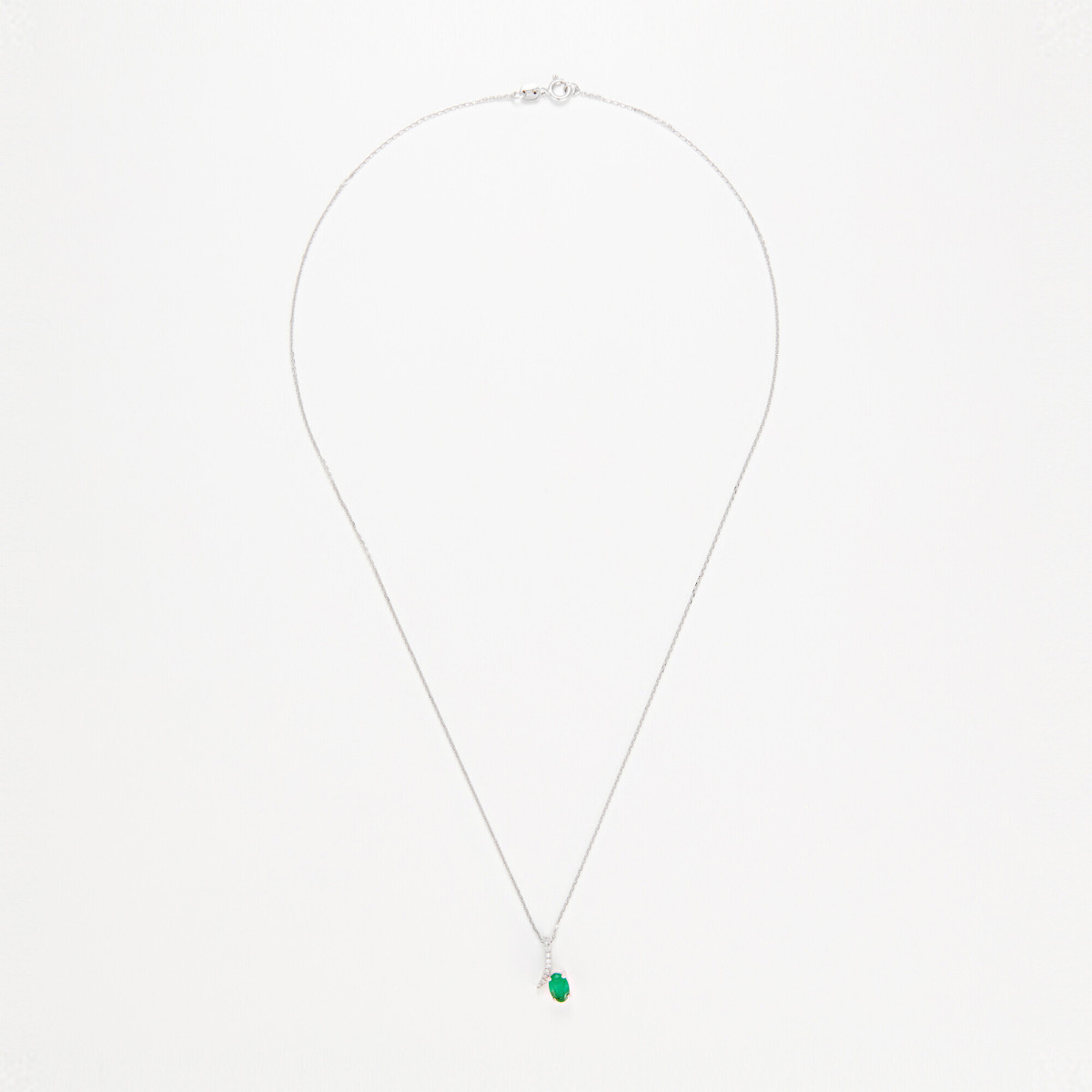 Pendentif Or Blanc Diamant et Emeraude Pendentif "Icare Lumineux" Or blanc et Émeraude