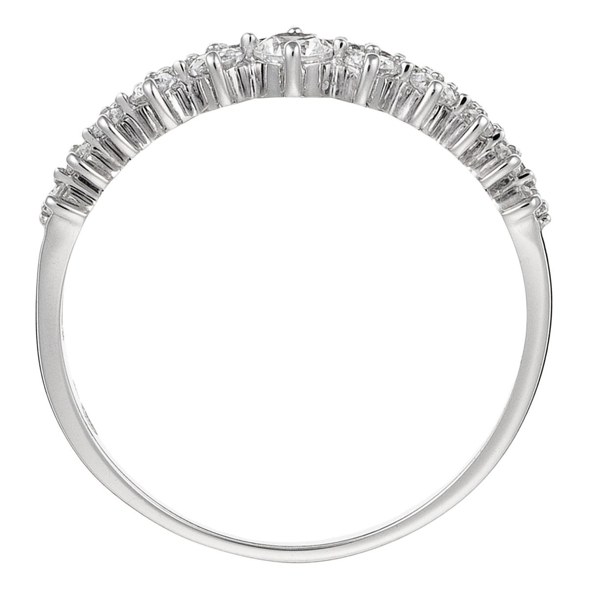 Bague Or Blanc 375/1000 et Zirconium Bague "Volte" Or blanc
