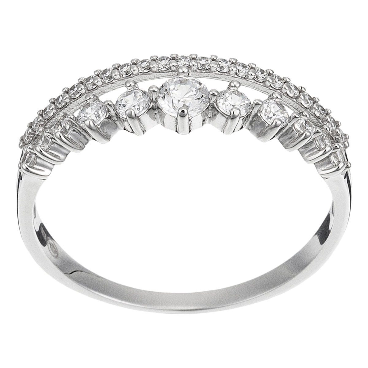 Bague Or Blanc 375/1000 et Zirconium Bague "Volte" Or blanc