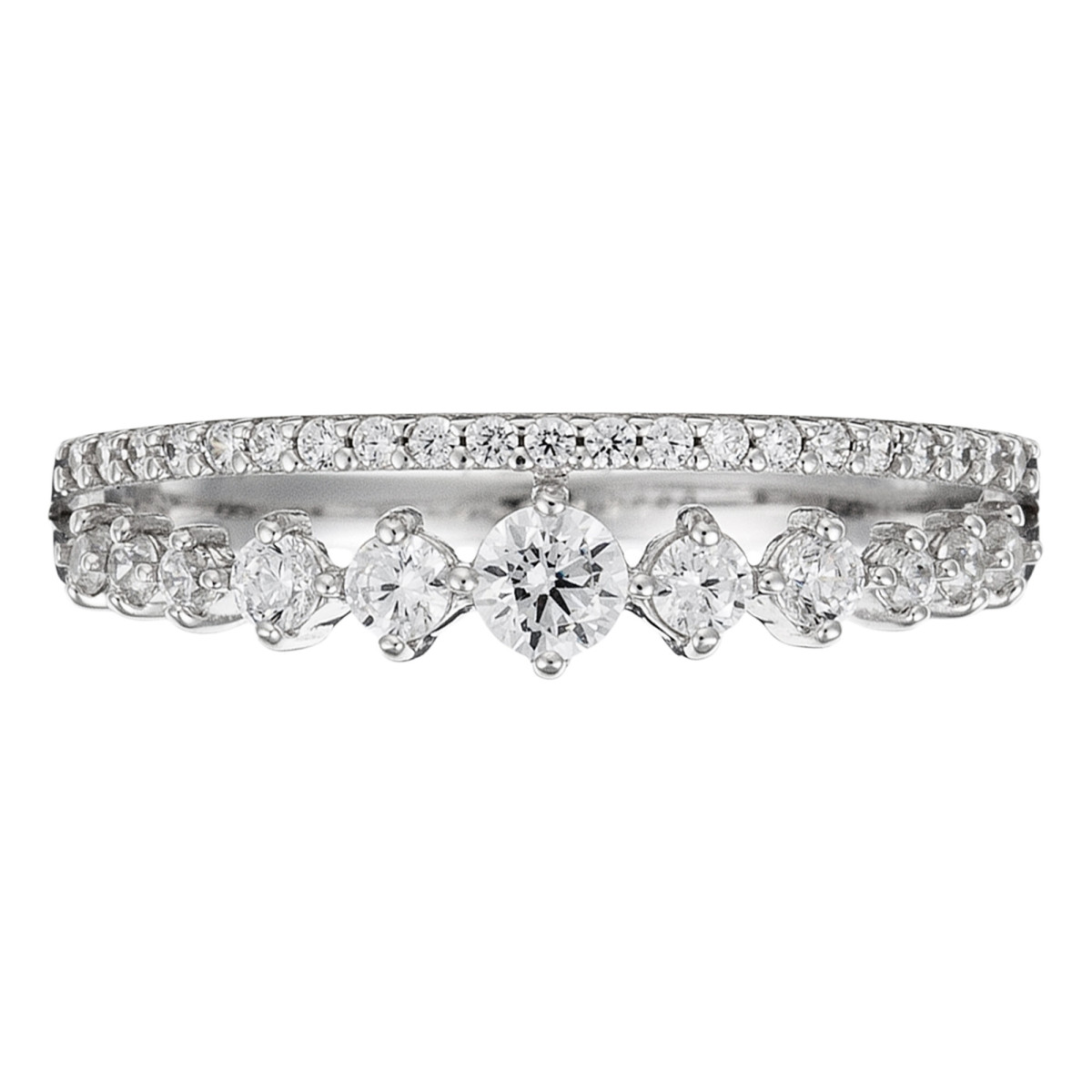 Bague Or Blanc 375/1000 et Zirconium Bague "Volte" Or blanc
