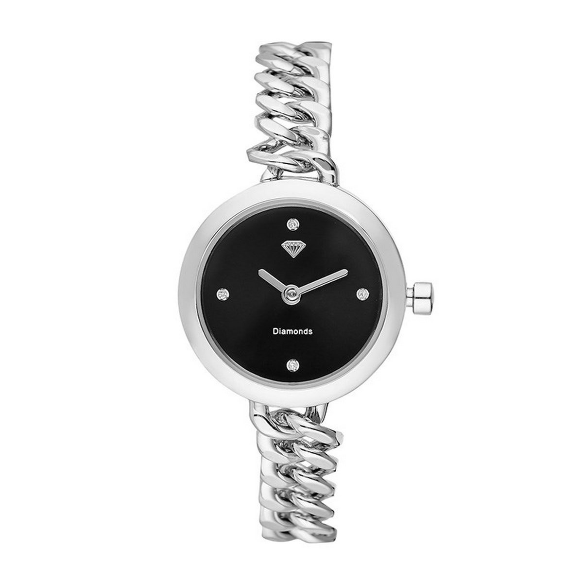 Montre Femme Kate Diamants 0,012 carats - Cadran noir Bracelet métal argenté Montre Femme Kate Diamants 0,012 carats - Cadran noir Bracelet métal argenté