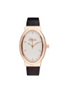 Muse - Montre Femme Ovale "Picolini" - boîtier rosé bracelet noir 29 x 39 mm