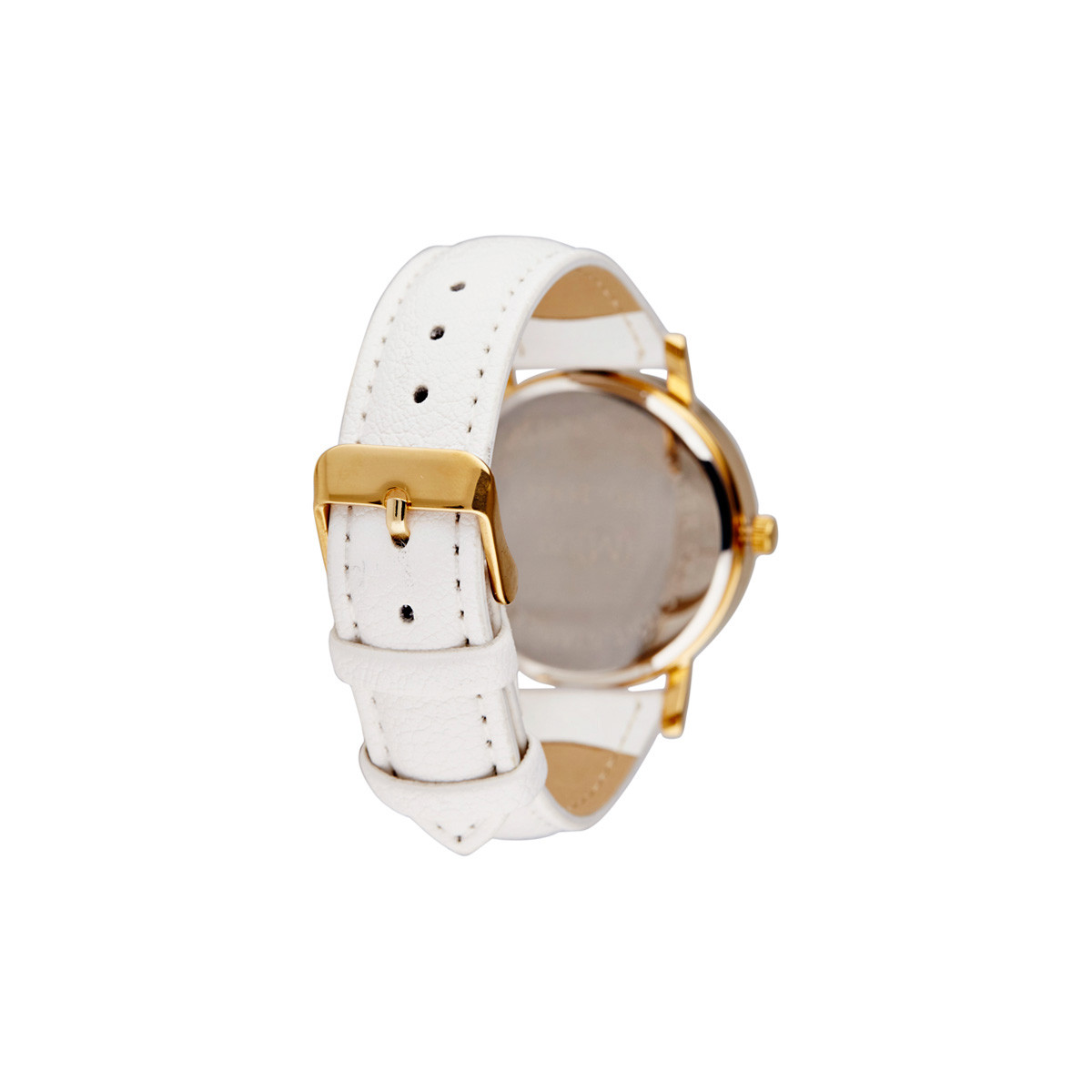 Muse - Montre Femme doré "Manille" - cadran blanc rose bracelet blanc Muse - Montre Femme doré "Manille" - cadran blanc rose bracelet blanc