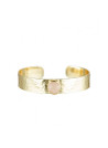 Bracelet jonc ouvert et quartz rose