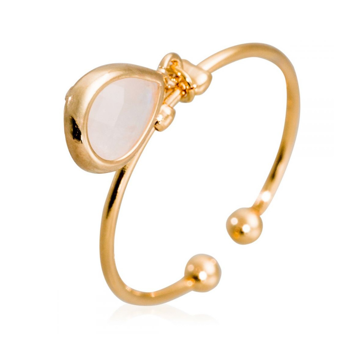 Bague Ajustable doré montée d'un quartz rose Bague ajustable dorée "Louise"