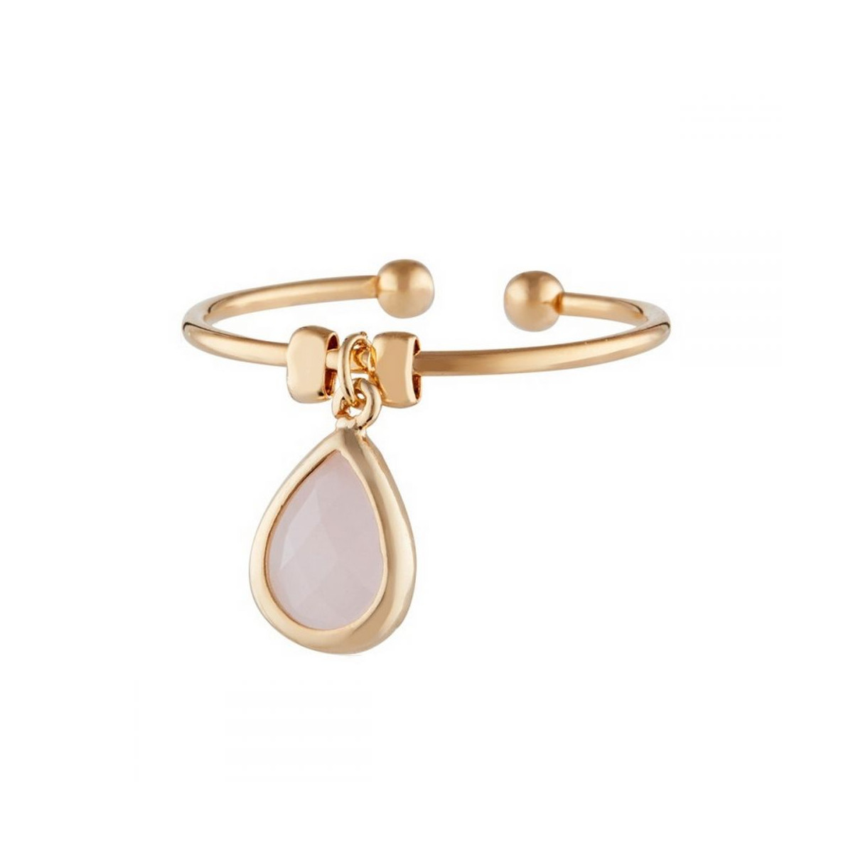 Bague Ajustable doré montée d'un quartz rose Bague ajustable dorée "Louise"