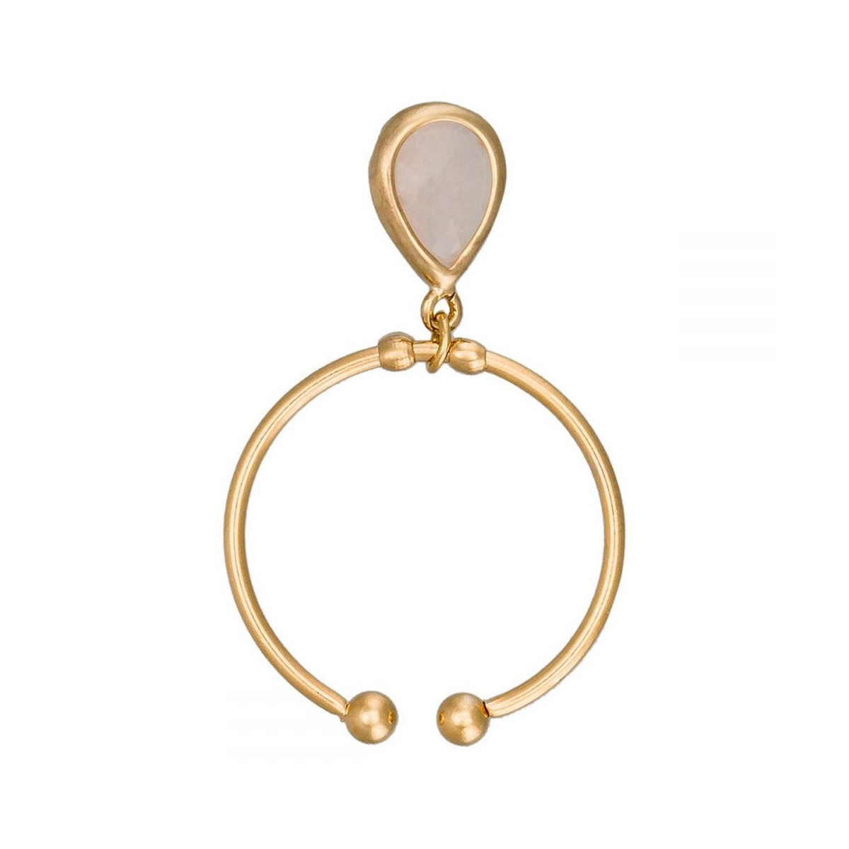Bague Ajustable doré montée d'un quartz rose Bague ajustable dorée "Louise"