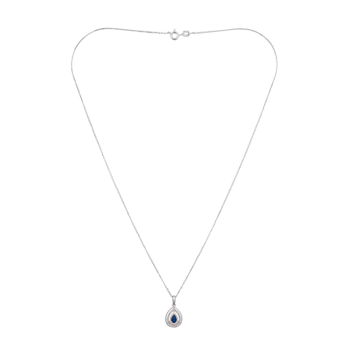 Pendentif Or Blanc Diamant et Saphir Pendentif "Orielle" Or blanc et Saphir