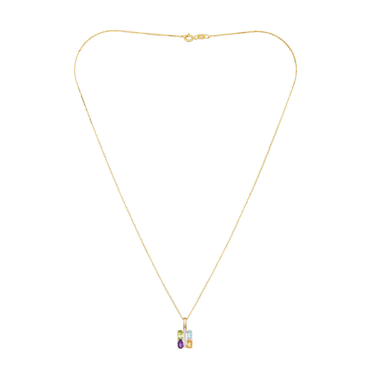 Pendentif Or Jaune Diamant et Pierres Précieuses Pendentif "Janine" Or jaune et Multipierres