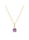 Pendentif Or Jaune Diamant et Améthyste carré