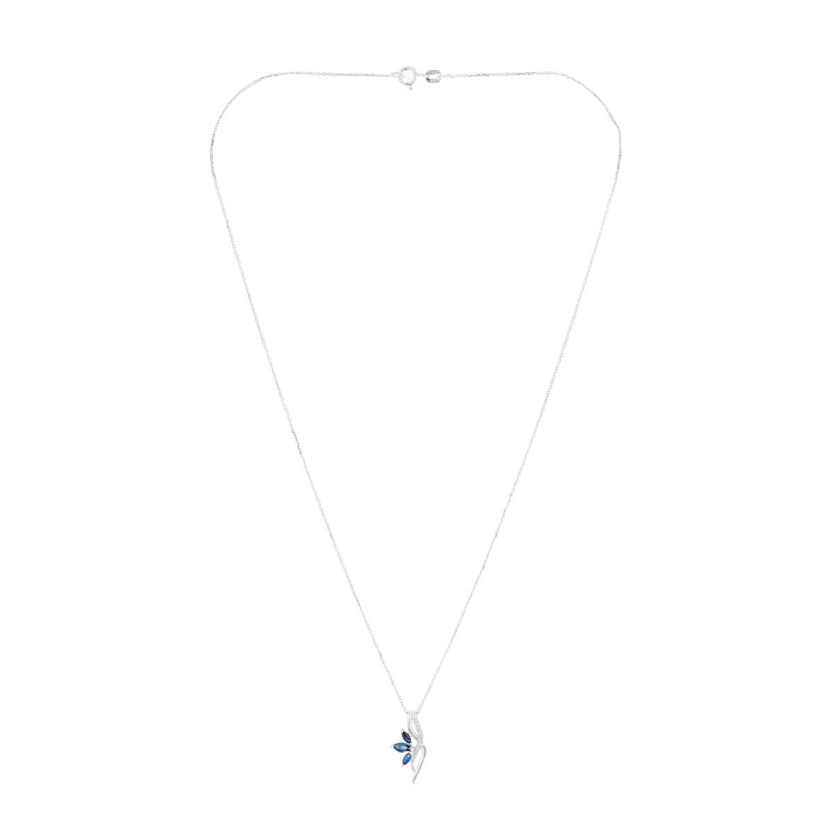 Pendentif Or Blanc Diamant et Saphir Pendentif "Susanna" Or blanc et Saphir