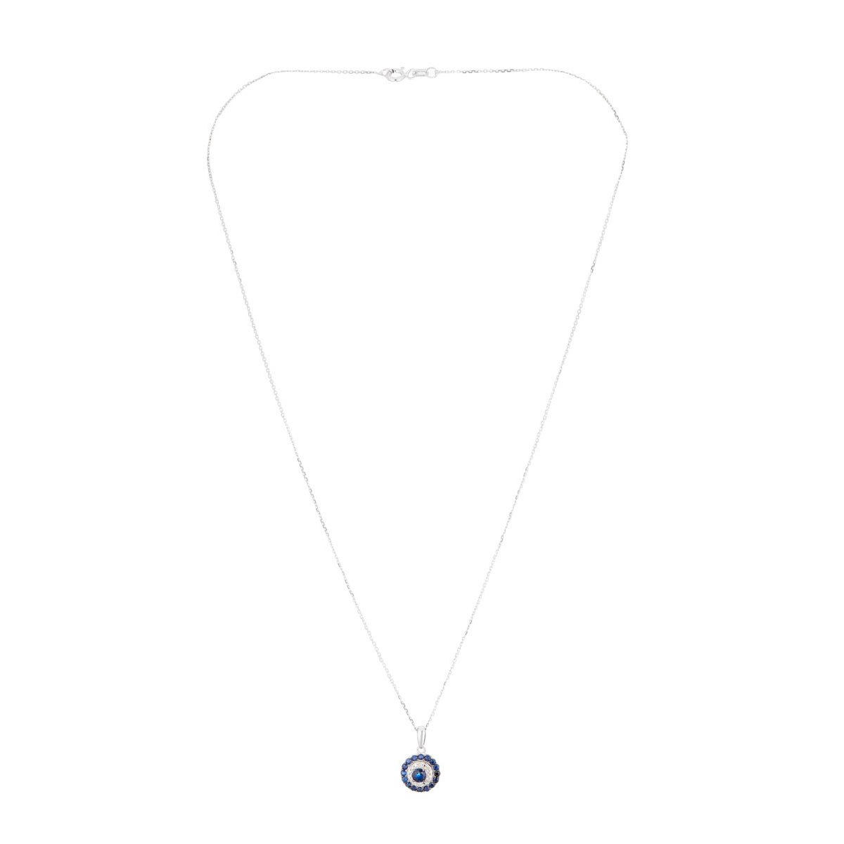 Pendentif Or Blanc Diamant et Saphir Pendentif " Clothilde" Or blanc et Saphir