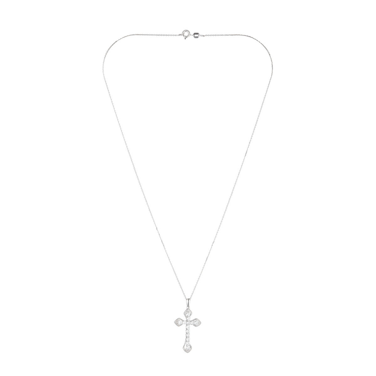 Pendentif Or Blanc Diamant et Topaze Pendentif "La Belle Croix" Or blanc et Topaze
